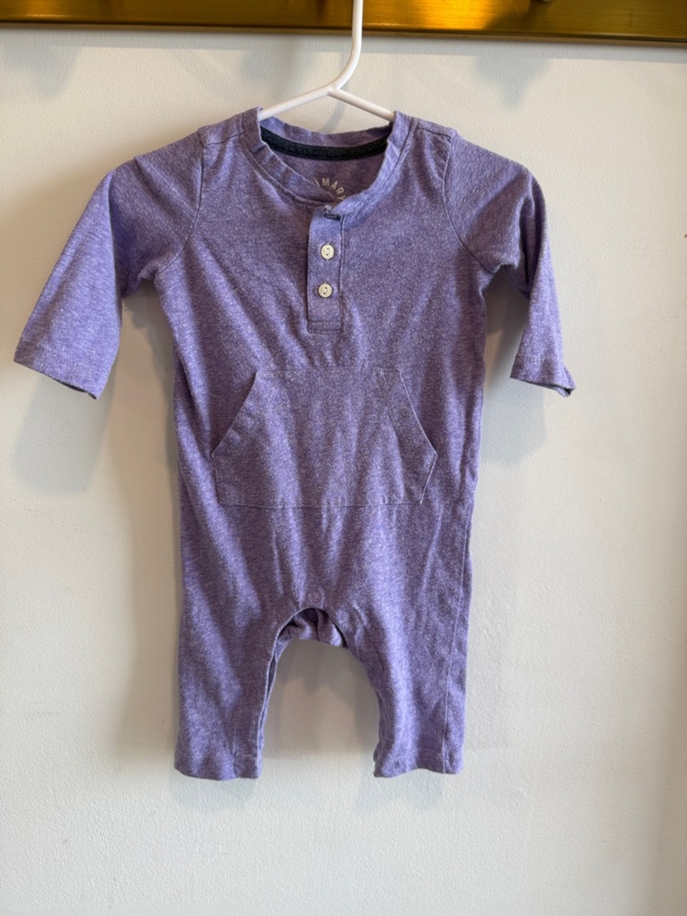 Primary 3-6m Purple Henley with Front Pocket